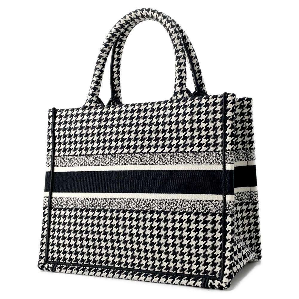 Dior  bag Book canvas Christian black Tote white handbag houndstooth